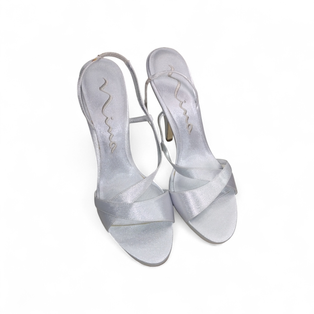 Nina Shimmering Silver Heels